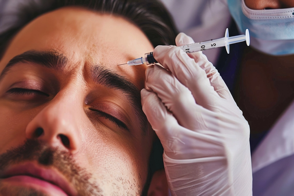 Men Getting Neurotoxin Injection at Eros Beauty and Wellness